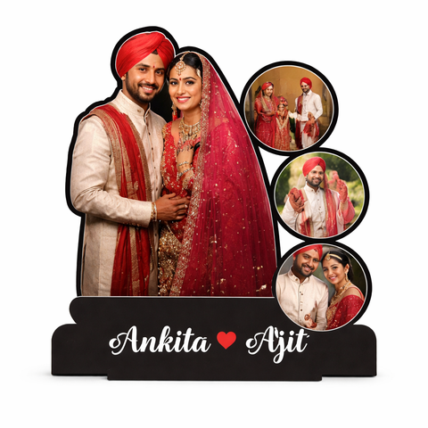 Custom Wedding Photo MDF Stand with Names for Couples