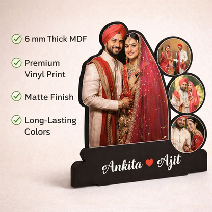 Custom Wedding Photo MDF Stand with Names for Couples