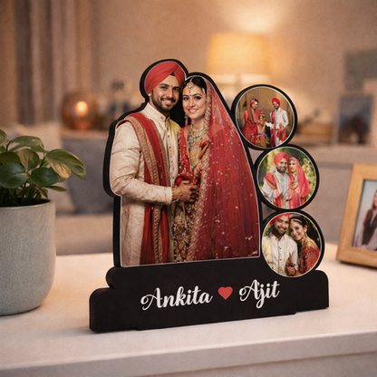 Custom Wedding Photo MDF Stand with Names for Couples