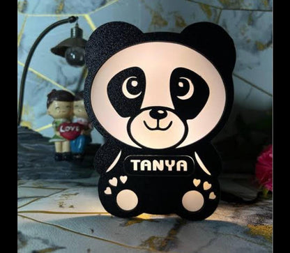 Personalized Wooden Panda LED Lamp – Valentine Gift with Name
