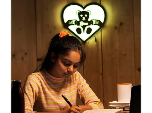 Personalized Wooden LED Heart Teddy Lamp with Name