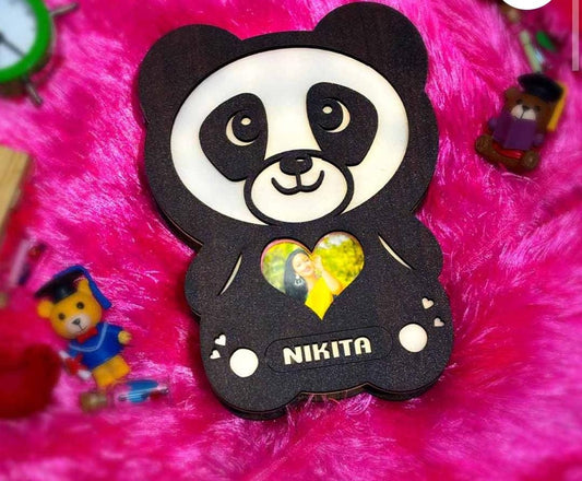 Personalized Wooden Panda LED Lamp with Name & Photo – Valentine Gift
