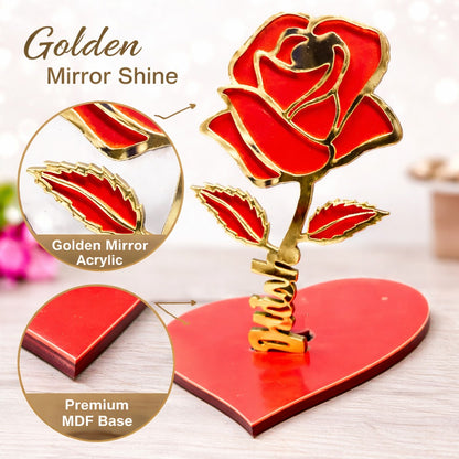 Personalized Golden Rose Name Stand – 7 Inch Romantic Décor