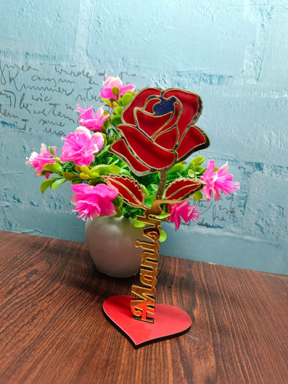 Personalized Golden Rose Name Stand – 7 Inch Romantic Décor