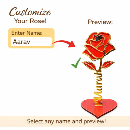 Personalized Golden Rose Name Stand – 7 Inch Romantic Décor