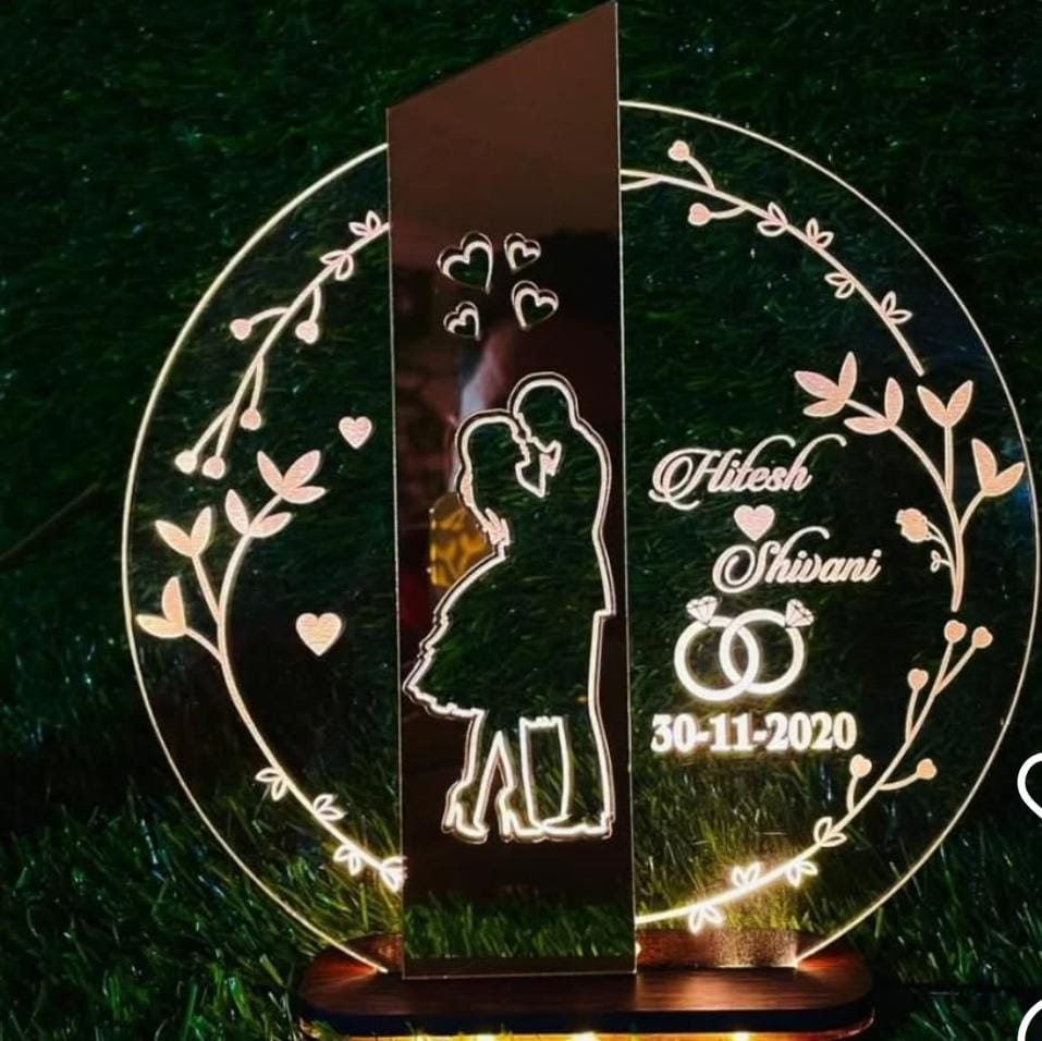 Customized Couple LED Acrylic Frame with Names & Date