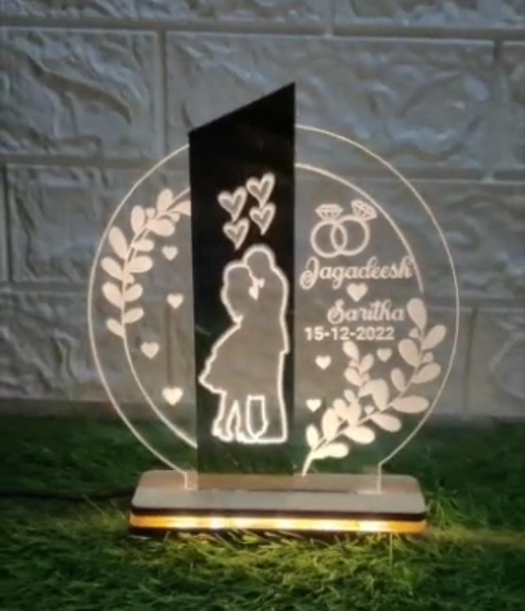 Customized Couple LED Acrylic Frame with Names & Date