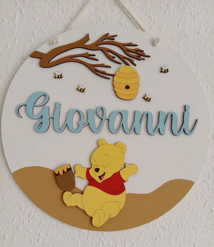 Personalized Poo Cartoon Name Plate for Kids Room Door