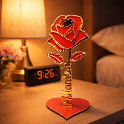 Personalized Golden Rose Name Stand – 7 Inch Romantic Décor