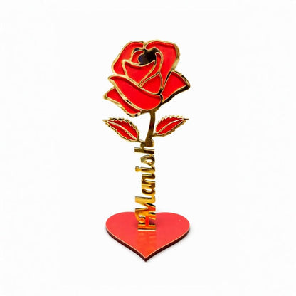 Personalized Golden Rose Name Stand – 7 Inch Romantic Décor