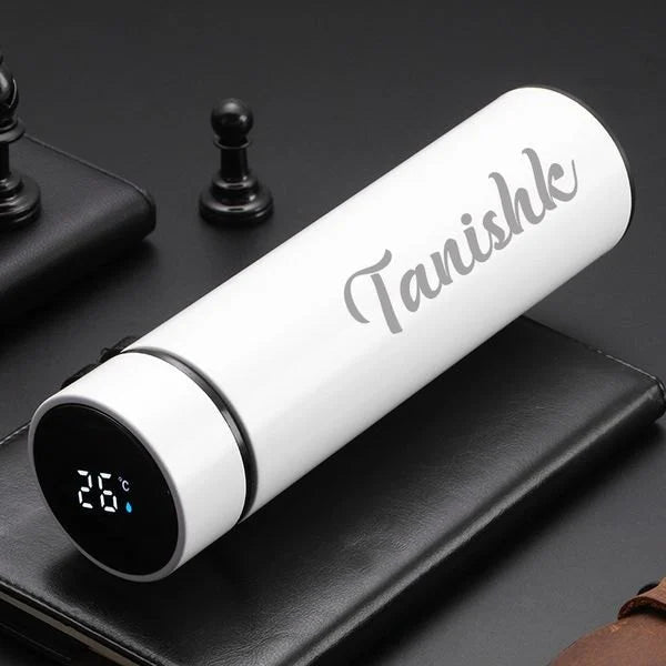 Personalised 500ml LED Temperature Stainless Steel Bottle with Name