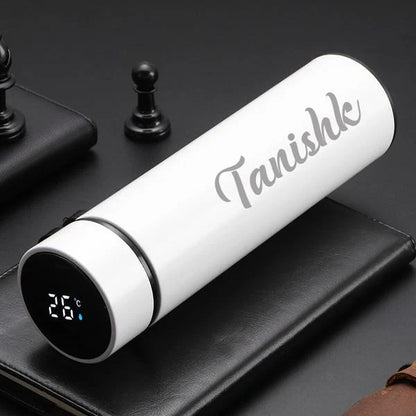 Personalised 500ml LED Temperature Stainless Steel Bottle with Name