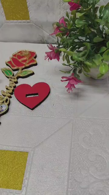 Personalized Golden Rose Photo Stand with Name